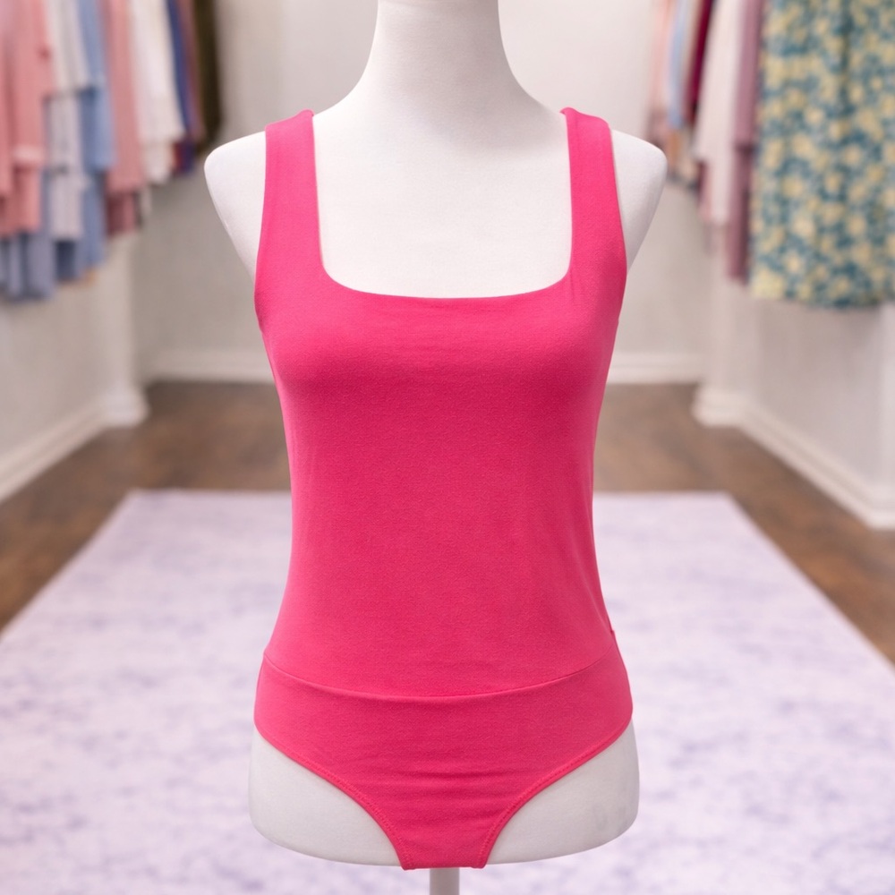 White Birch Pink Bodysuit Square Neck Butter Soft Stretch Small/L/XL/2X/3X NWOT